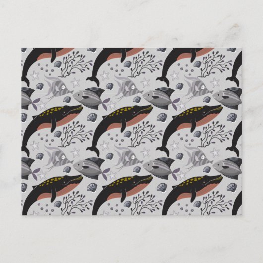 水中競技動物パターン |海水中ライフ22 ポストカード (正面)