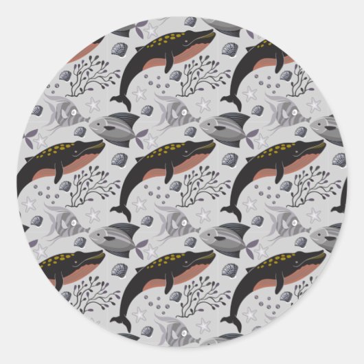 水中競技動物パターン |海水中ライフ22 ラウンドシール (正面)