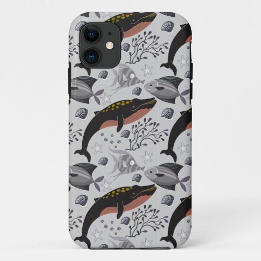 水中競技動物パターン |海水中ライフ22 Case-Mate iPhoneケース (裏面)