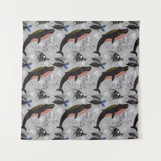 水中競技動物パターン |海水中ライフ23 タペストリー (正面)