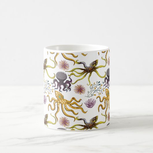水中競技動物パターン |海水中ライフ26 コーヒーマグカップ (中央)
