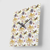 水中競技動物パターン |海水中ライフ26 スクエア壁時計 (傾斜)