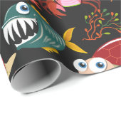 水中競技動物パターン |海水中ライフ30 ラッピングペーパー (ロールコーナー)