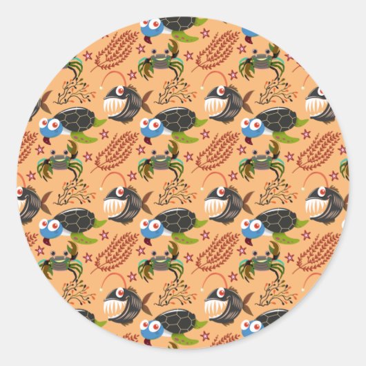 水中競技動物パターン |海水中ライフ32 ラウンドシール (正面)