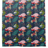 水中競技動物パターン |海水中ライフ34 シャワーカーテン (正面)