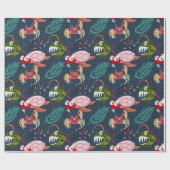 水中競技動物パターン |海水中ライフ34 ラッピングペーパー (フラット)