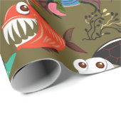 水中競技動物パターン |海水中ライフ36 ラッピングペーパー (ロールコーナー)