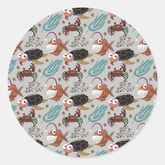 水中競技動物パターン |海水中ライフ37 ラウンドシール (正面)