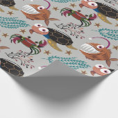 水中競技動物パターン |海水中ライフ37 ラッピングペーパー (角)
