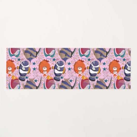 水中競技動物パターン |海水中ライフ39 ヨガマット (正面(横))