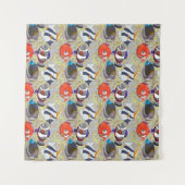 水中競技動物パターン |海水中ライフ40 タペストリー (正面(横))