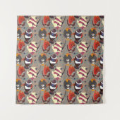 水中競技動物パターン |海水中ライフ41 タペストリー (正面(横))