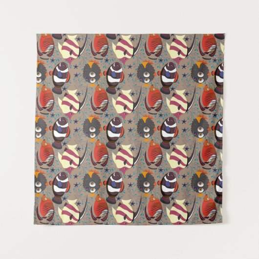 水中競技動物パターン |海水中ライフ41 タペストリー (正面(横))