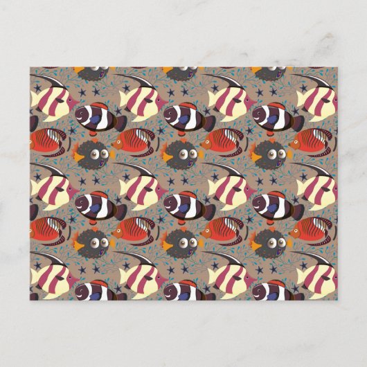 水中競技動物パターン |海水中ライフ41 ポストカード (正面)