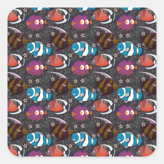 水中競技動物パターン |海水中ライフ43 スクエアシール (正面)