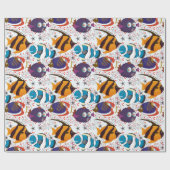 水中競技動物パターン |海水中ライフ44 ラッピングペーパー (フラット)