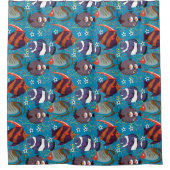 水中競技動物パターン |海水中ライフ45 シャワーカーテン (正面)