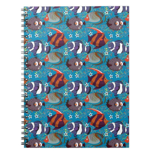 水中競技動物パターン |海水中ライフ45 ノートブック (正面)