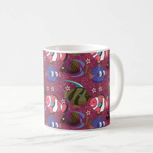 水中競技動物パターン |海水中ライフ46 コーヒーマグカップ (正面右)