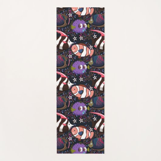 水中競技動物パターン |海水中ライフ47 ヨガマット (正面)