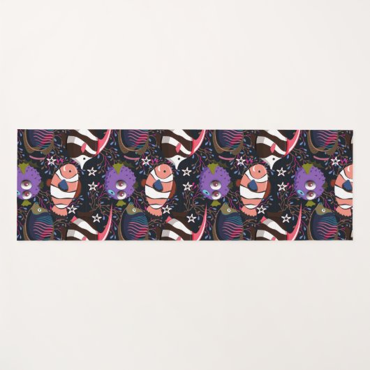 水中競技動物パターン |海水中ライフ47 ヨガマット (正面(横))