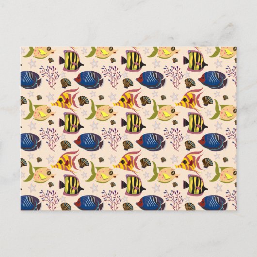 水中競技動物パターン |海水中ライフ7 ポストカード (正面)