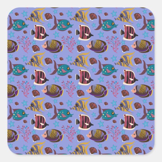 水中競技動物パターン |海水中ライフ8 スクエアシール (正面)