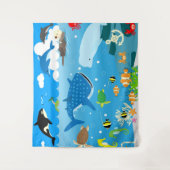 水中競技動物模様 タペストリー (正面)