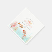 水中競技結婚のサンゴとピエロの魚水色 スタンダードカクテルナプキン (角)