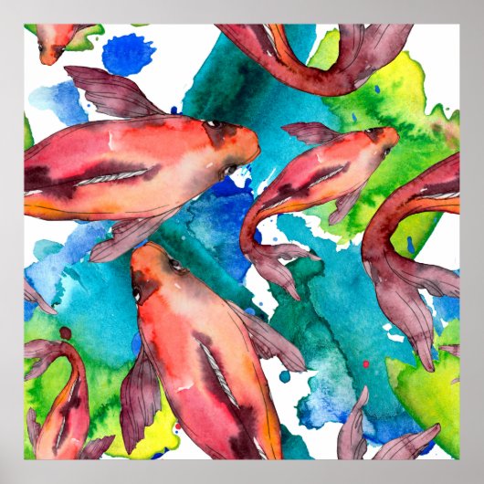 水中競技魚セット。中に入った紅海とエキゾチックな魚 ポスター (正面)