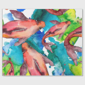 水中競技魚セット。中の紅海と珍しい魚 ラッピングペーパー (フラット)