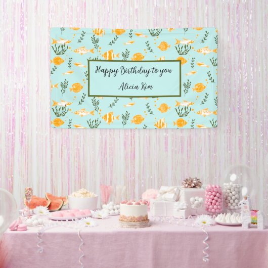 水中競技魚類型デザイン 横断幕 (パーティー)