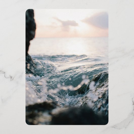 水中自然結婚海辺の箔招待状 箔招待状 (裏面)