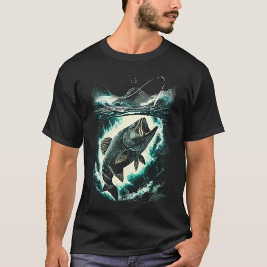 水中衝突釣りデザイン Tシャツ (正面)