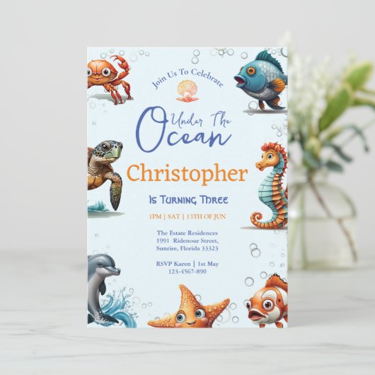 水中誕生日招待状 招待状 (スタンド正面)