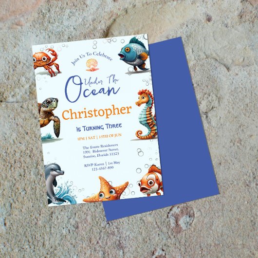 水中誕生日招待状 招待状