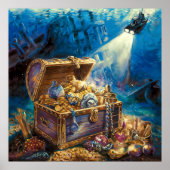 水中財宝 – パインターリーイラストレーションスタイル ポスター (正面)