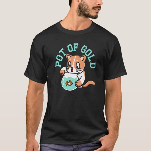 水中金ゴールド金魚採石魚のポット Tシャツ (正面)