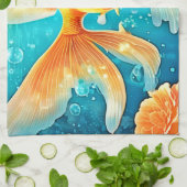 水中金魚アート キッチンタオル (折り畳み)