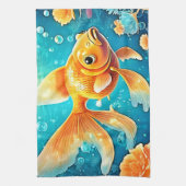 水中金魚アート キッチンタオル (縦)