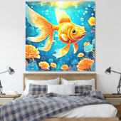 水中金魚アート キャンバスプリント (インサイチュ (寝室))