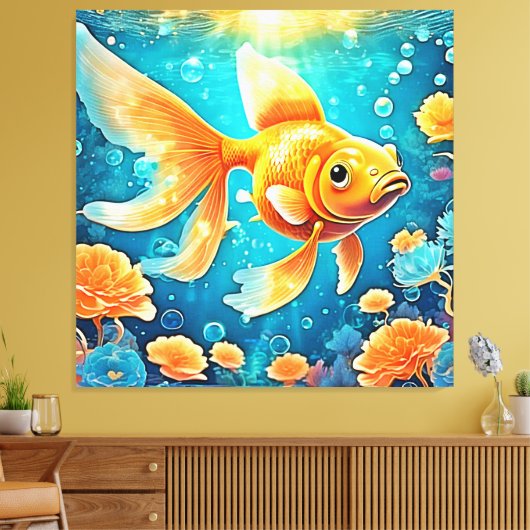 水中金魚アート キャンバスプリント (インサイチュ (リビング))