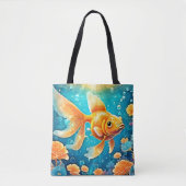水中金魚アート トートバッグ (正面)