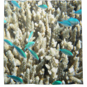 水中青魚とサンゴ シャワーカーテン (正面)