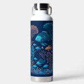 水中風景カラフル魚類とサンゴ礁 ウォーターボトル (正面)