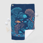 水中風景カラフル魚類とサンゴ礁 ゴルフタオル (インサイチュ)