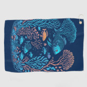 水中風景カラフル魚類とサンゴ礁 ゴルフタオル (横)