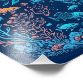 水中風景カラフル魚類とサンゴ礁 フォトプリント            (角)