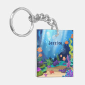 水中魚とサンゴの装飾カスタム品 キーホルダー (正面左)