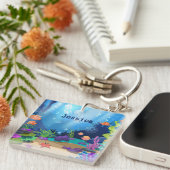 水中魚とサンゴの装飾カスタム品 キーホルダー (正面右)